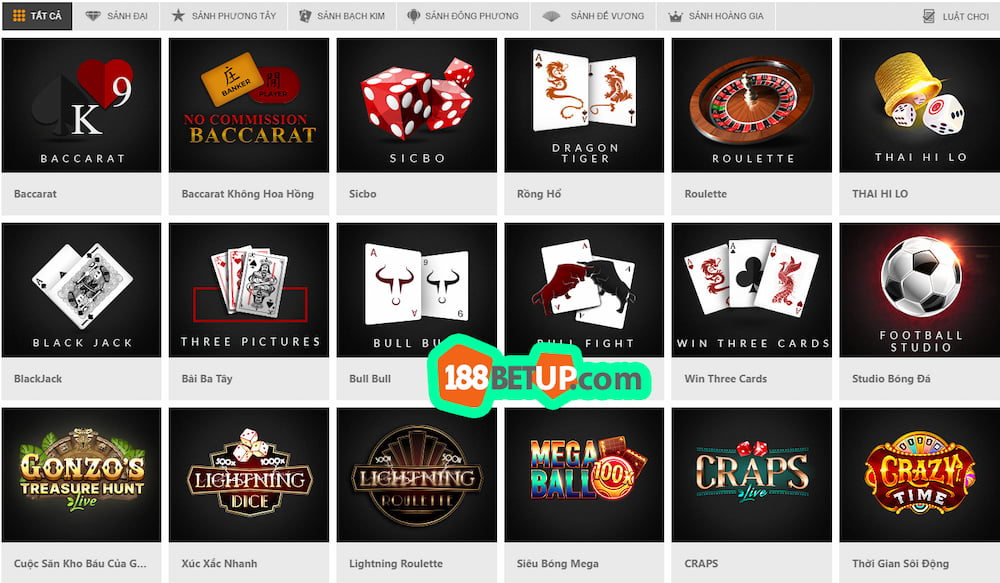 Casino trực tuyến 188Bet đa dạng