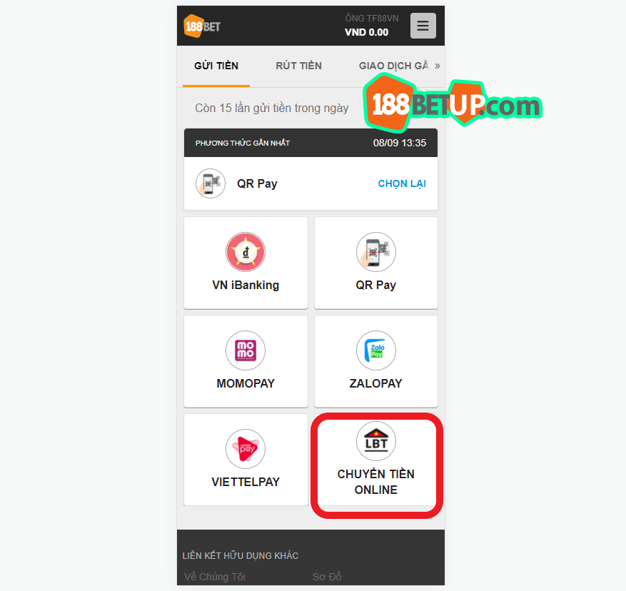 Đa dạng hình thức rút tiền 188Bet để người chơi lựa chọn