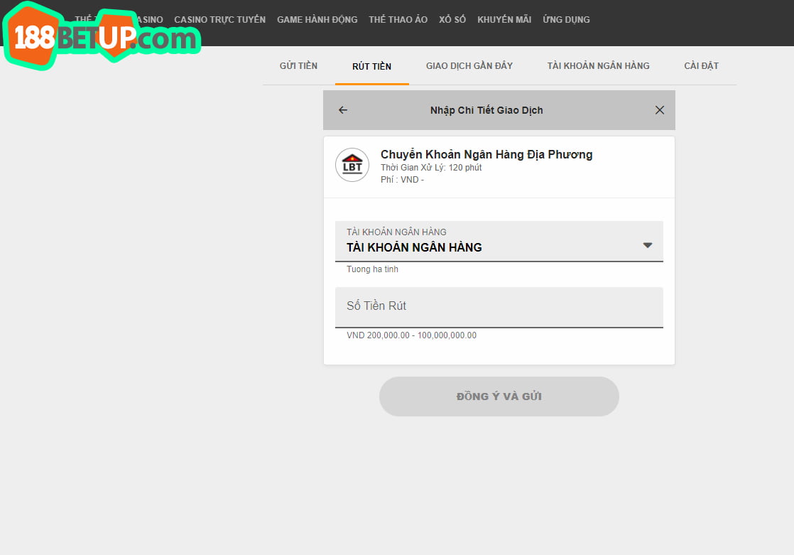 Điền bảng thông tin rút tiền 188Bet thật chính xác