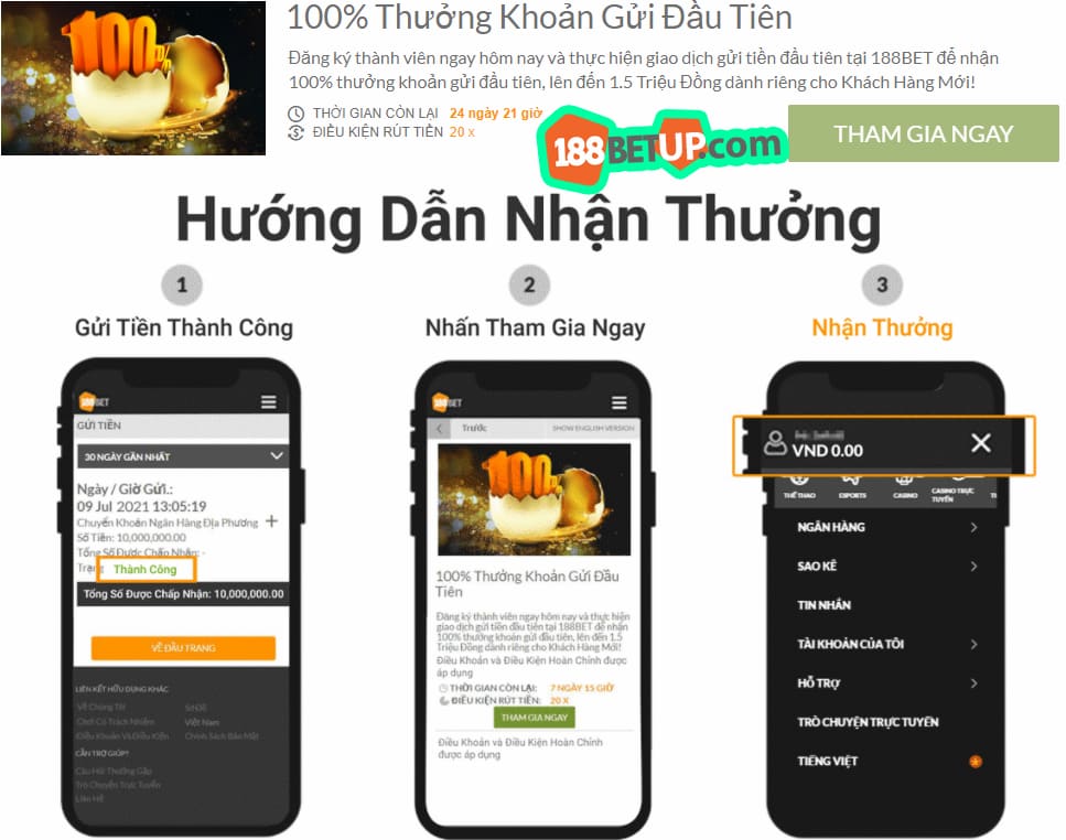 Khuyến mãi hấp dẫn được cập nhật liên tục tại 188bet